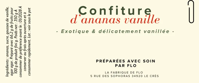 Confiture ananas vanille