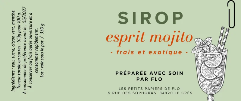 Sirop façon Mojito citron vert menthe